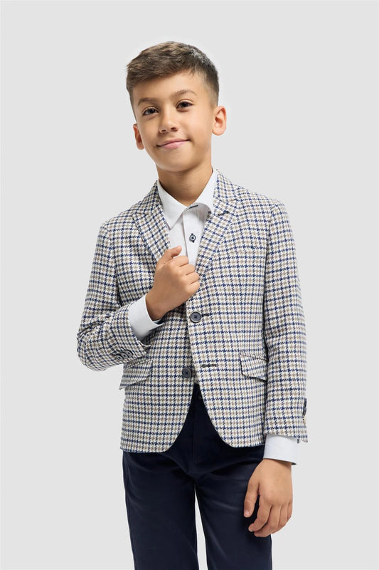 Boys Bartela Dogtooth Beige Jacket