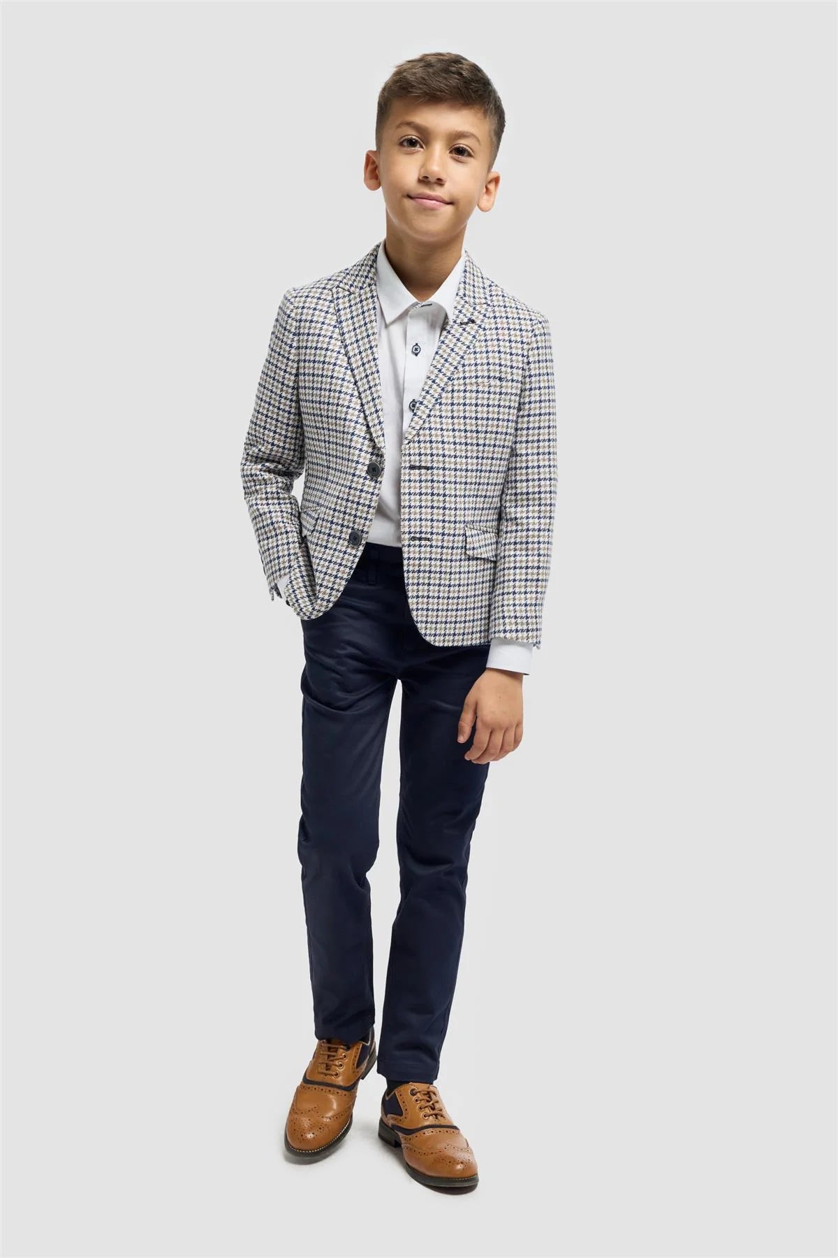 Boys Bartela Dogtooth Beige Jacket