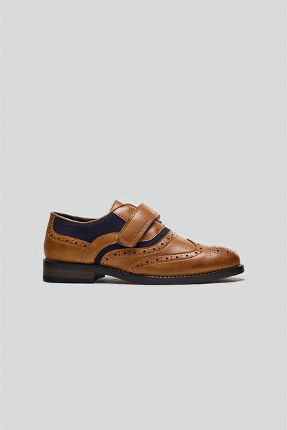 Kids Russell Shoes - Tan / Navy