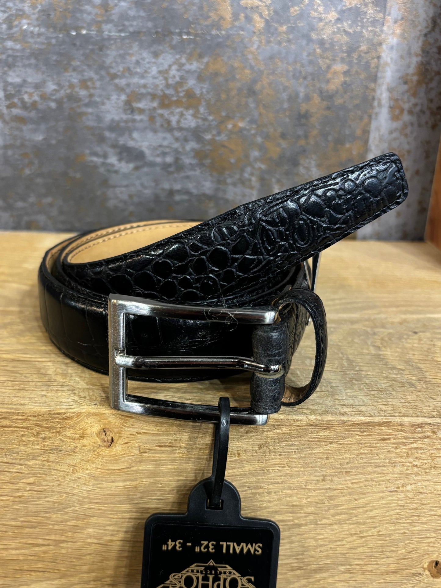 Black Embossed Croc Belt