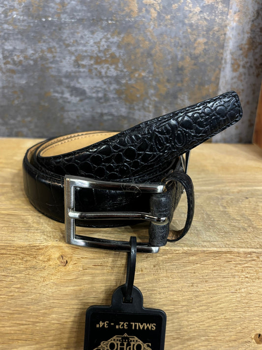 Black Embossed Croc Belt