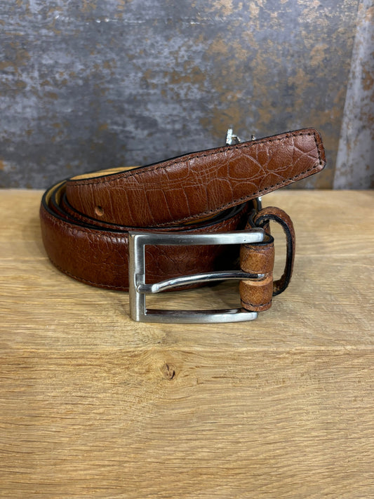 Brown Embossed Croc Belt