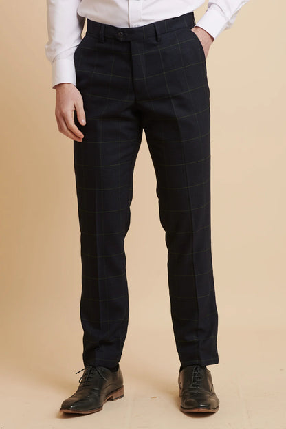 Edinson Navy Green Check Trousers