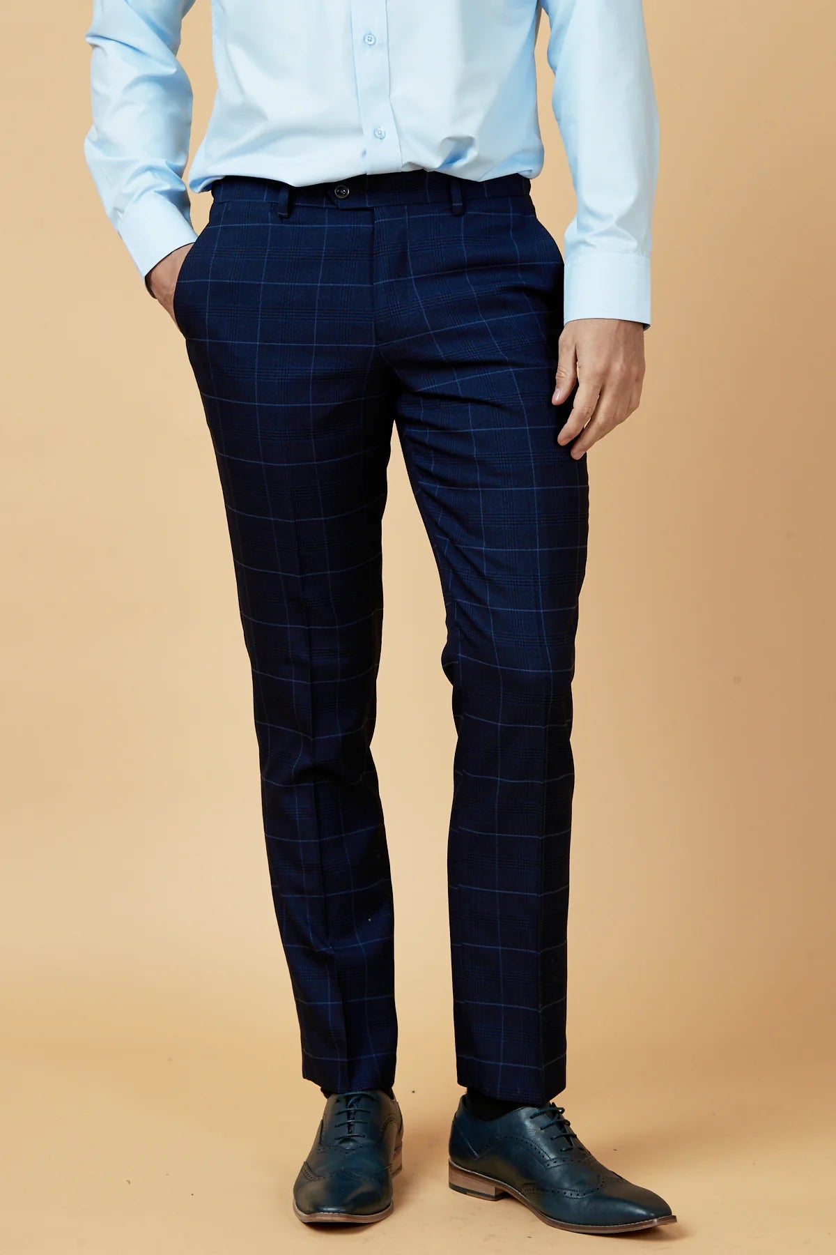 Edinson Navy Sky Check Trousers