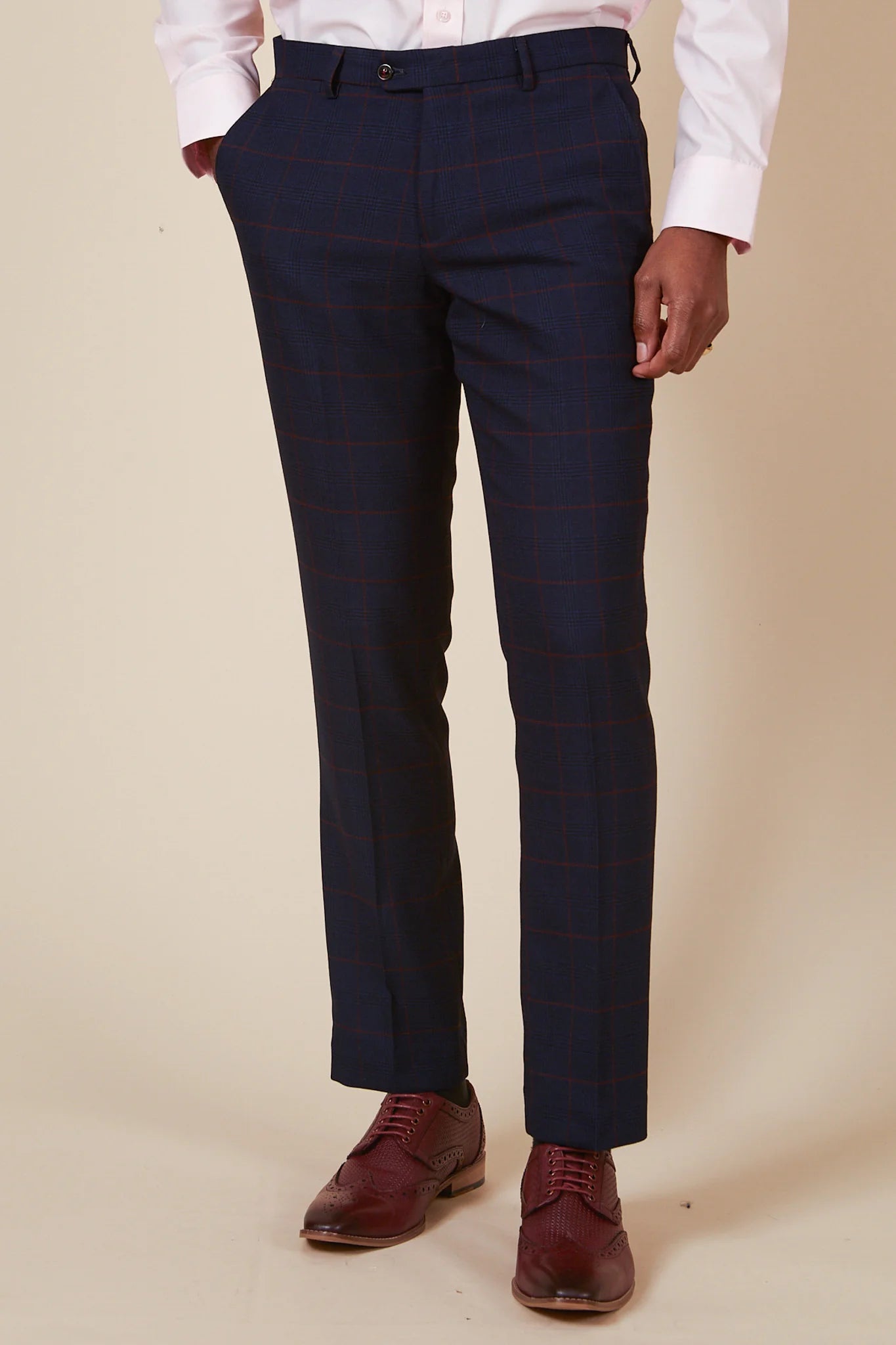 Edinson Navy Wine Check Trousers