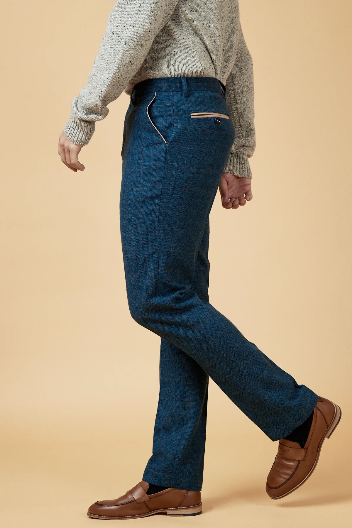 Dion Navy Tweed Trousers