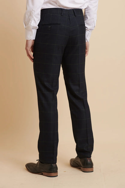 Edinson Navy Green Check Trousers