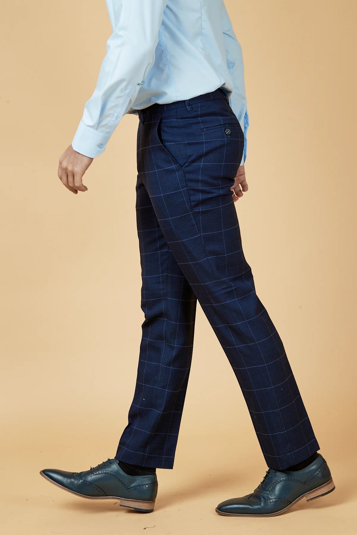 Edinson Navy Sky Check Trousers