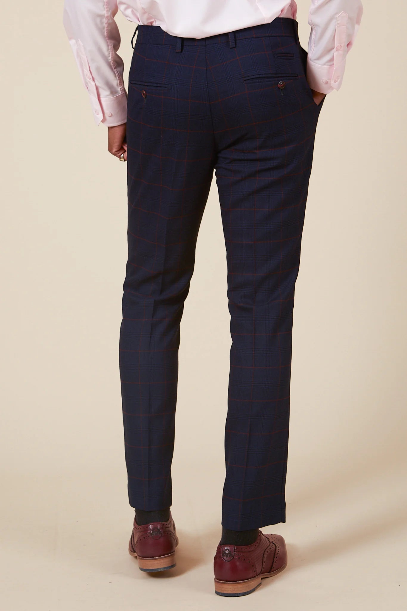 Edinson Navy Wine Check Trousers