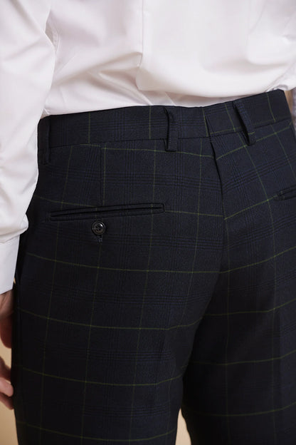 Edinson Navy Green Check Trousers