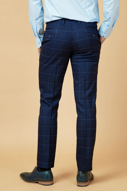 Edinson Navy Sky Check Trousers