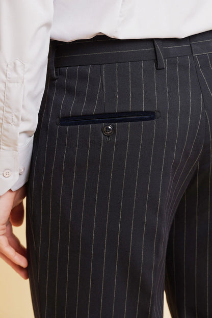 Rocco Navy Pinstripe Trousers