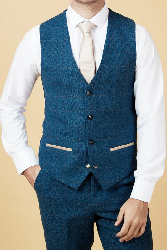 Dion Navy Tweed Waistcoat