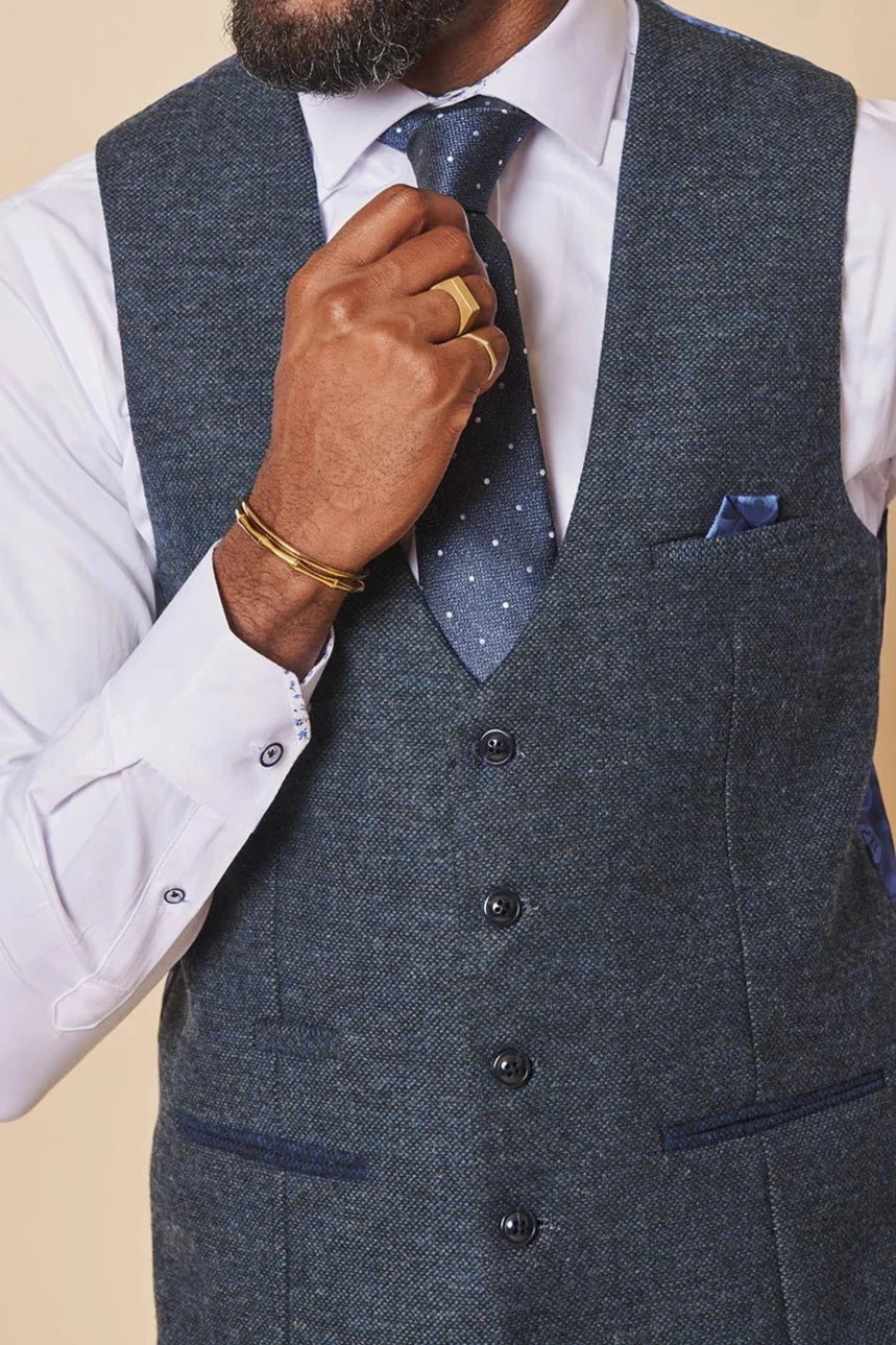 Marlow Blue Tweed Waistcoat