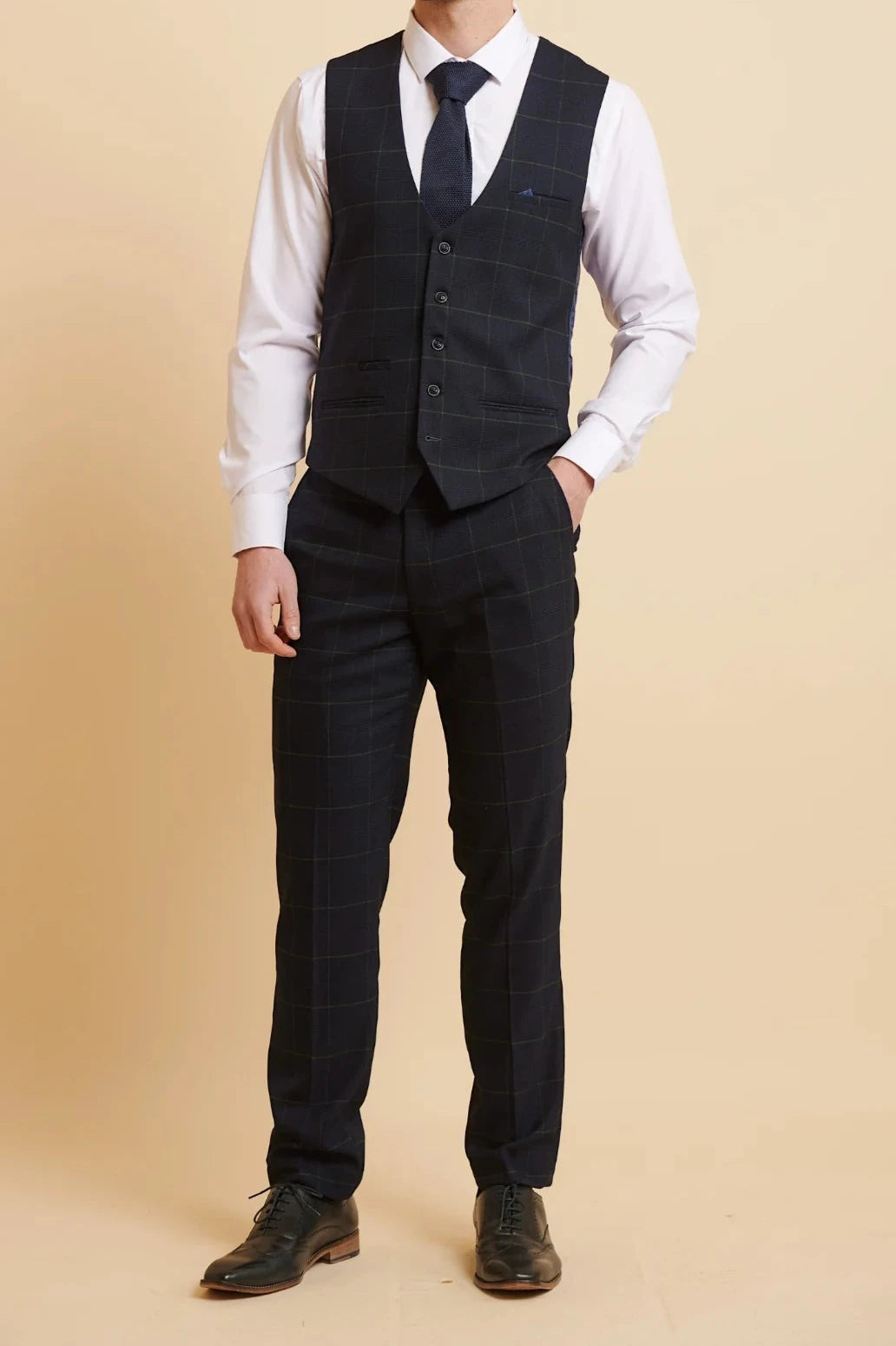 Edinson Navy Green Check waistcoat