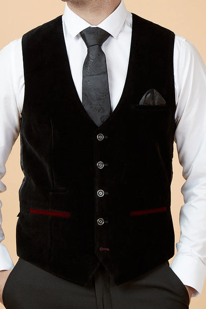 Hudson Black Velvet Waistcoat