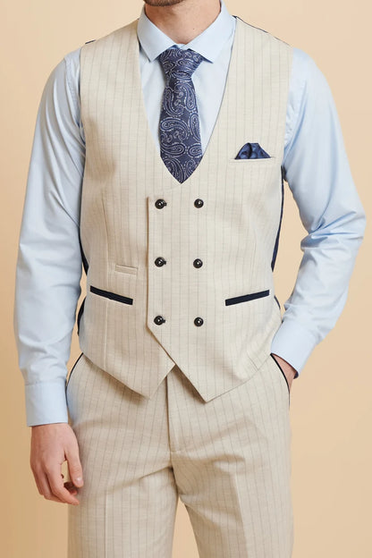 Grant Stone Pinstripe DB Waistcoat