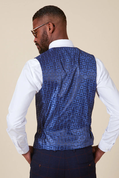 Edinson Navy Wine Check Waistcoat